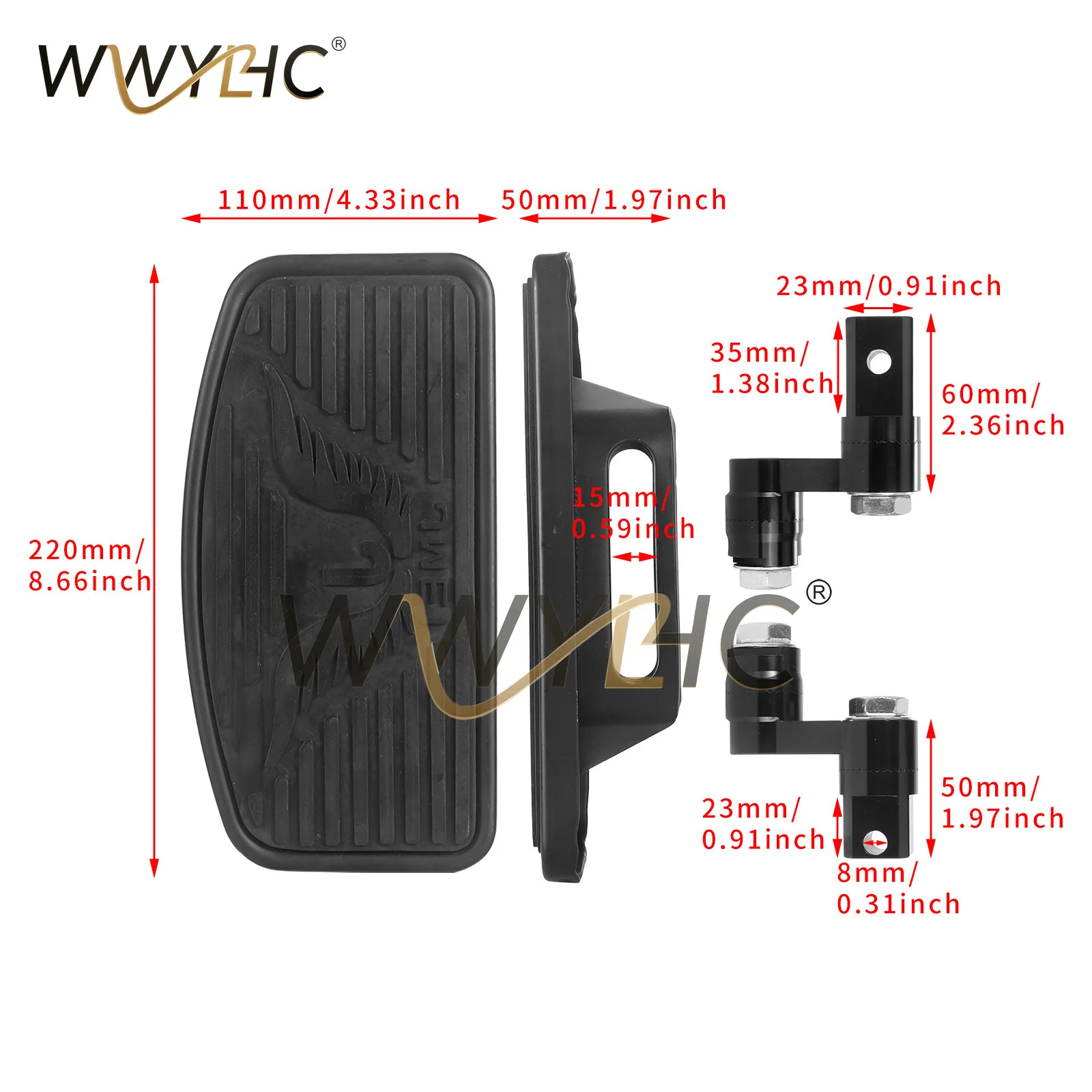 Suitable for VT750/VTX1300/VTX1800 Passenger Rest Pedal Modified Front and Rear Large Pedal