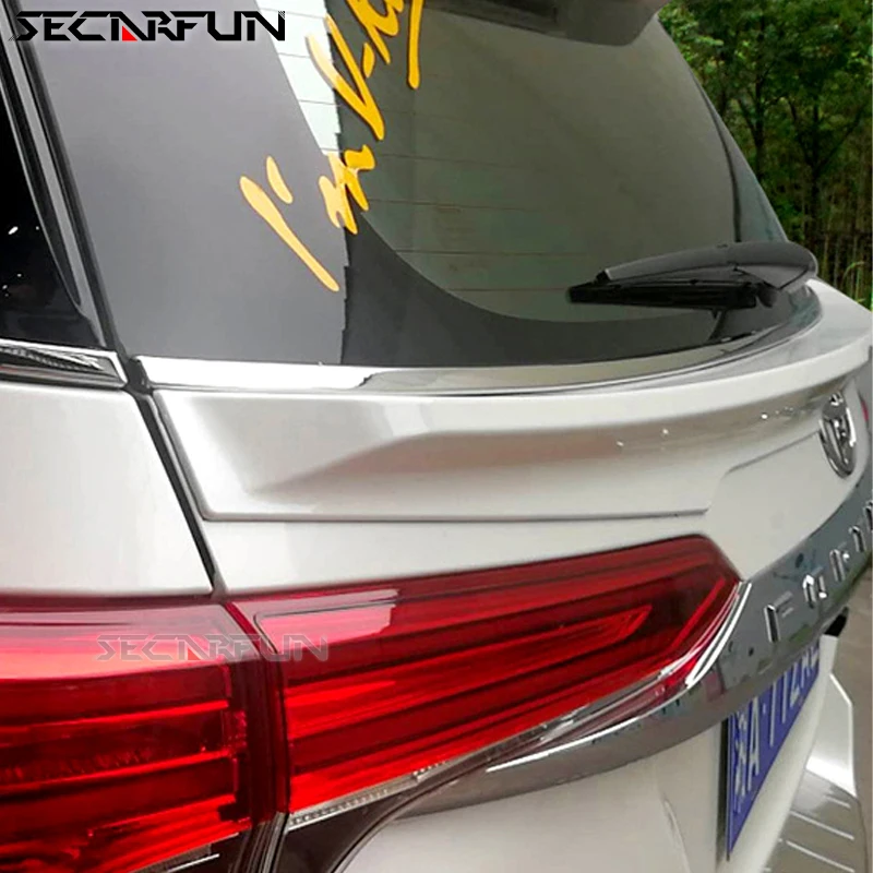 Glossy Black Boot Spoiler For Toyota Fortuner Rear Middle Extensio Cover Tail Trim Spoiler Lip Fortuner Accessories 2016-2021