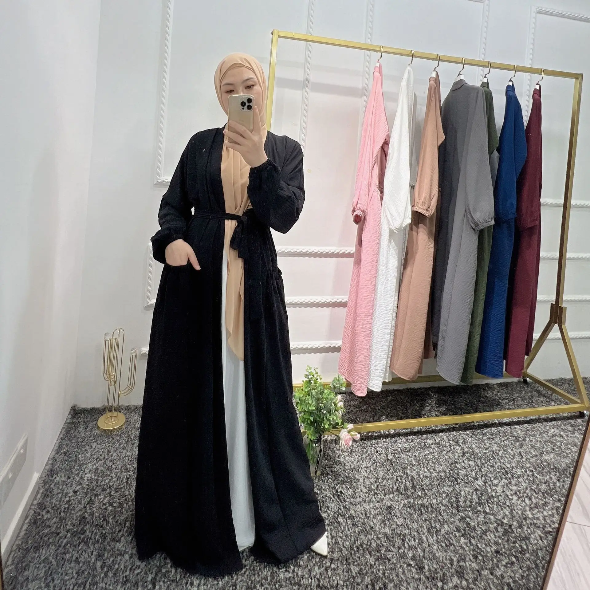 2023 New Arrival Elegance Party Evening Open Abaya Eid Prayer Popular Dress For Muslim Women Iran Dubai Ramadan Islamic Cloth