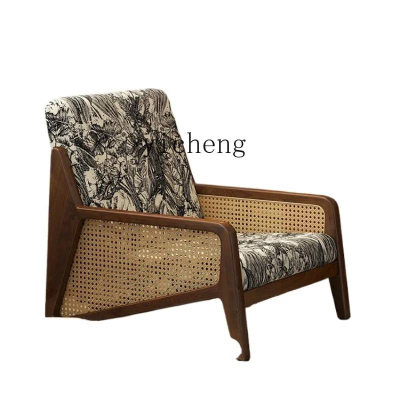 medieval solid wood sofa chair single kangaroo chair homestay leisure chair wabi sabi wind single