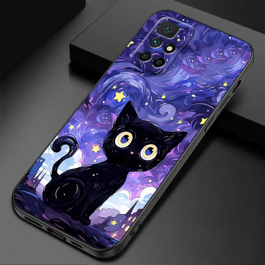 Starry Sky Cat Phone Case for Redmi Note 11S 9S 8T 10S 12S 11 Pro 10 12 9 8 7 13 Pro 9T 10 Luxury Coque TPU Soft