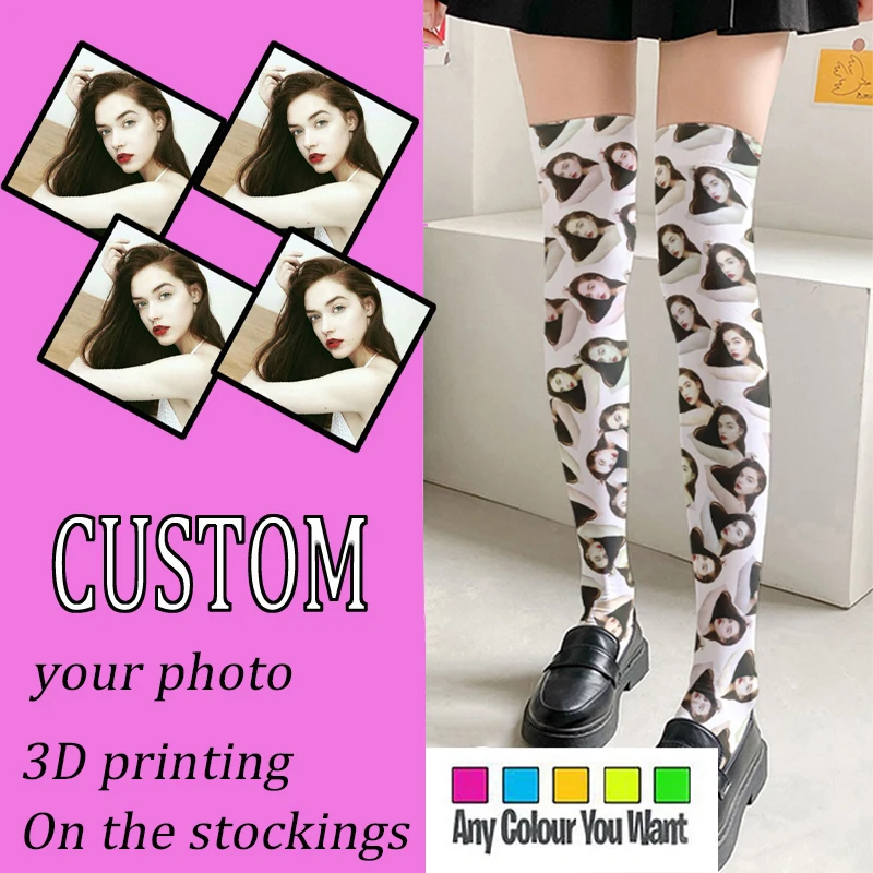 Newly Designed Private Custom Long Stockings 3D Printing Novel Stockings Fashion High -Quality Sexy Velvet Calf Socks Cosplay