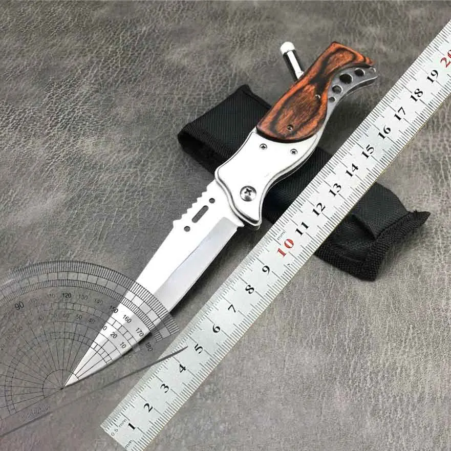 Fast Opening Folding Pocket Knife with LED Light Outdoor Wilderness Survival Hunting Knife Tactical Self defense EDC Tool