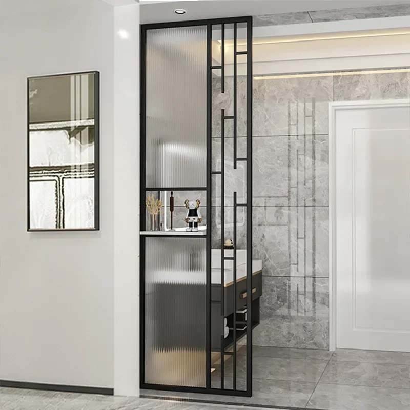 Light luxury modern simple water cube, water pattern half wall  glass screen