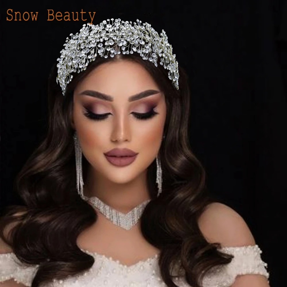 A107 Wedding Hair Accessories Fashion Bride Hair Piece Rhinestone Women Jewelry Crystal Bridal Headpiece Party Tiaras Headwear