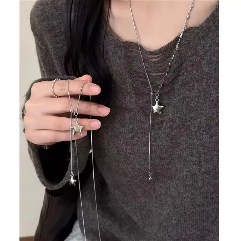 Personalisierte Punk Stern Anhänger verstellbare Schlangenkette Halskette für Männer Frauen Y2K Mode Trend Rock Party Grunge EMO Zubehör