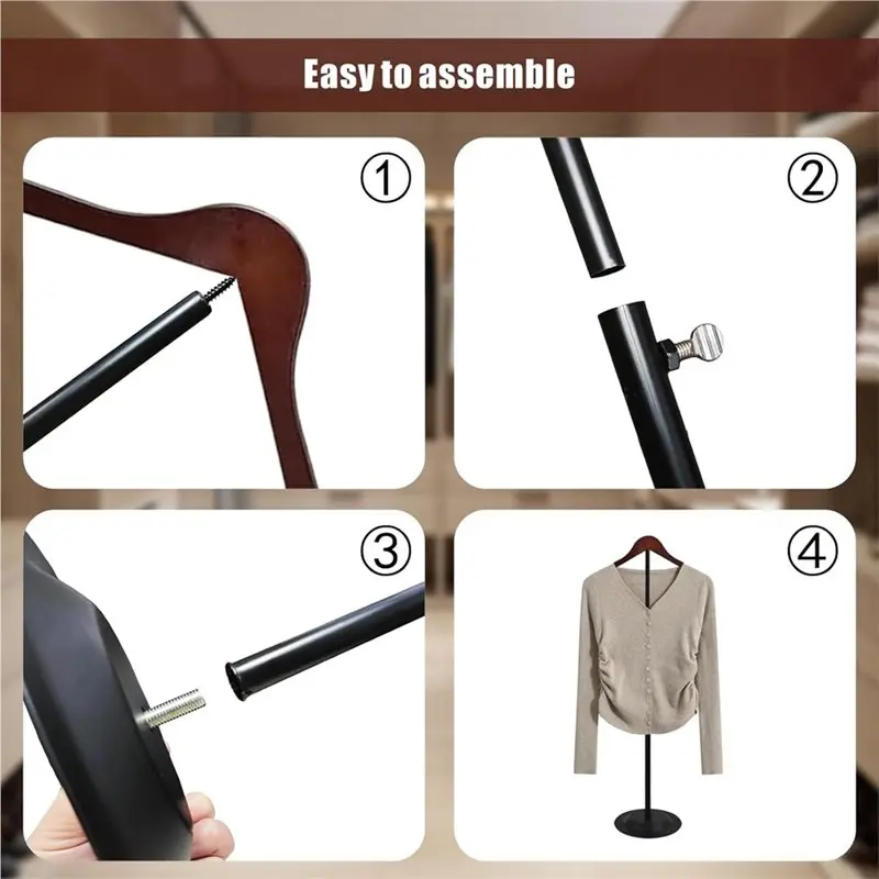 A26F-Adjustable 2-Pack T-Shirt Display Stand Flexible Shoulder Support, 17.5 To 31 Inch Portable Metal Rack
