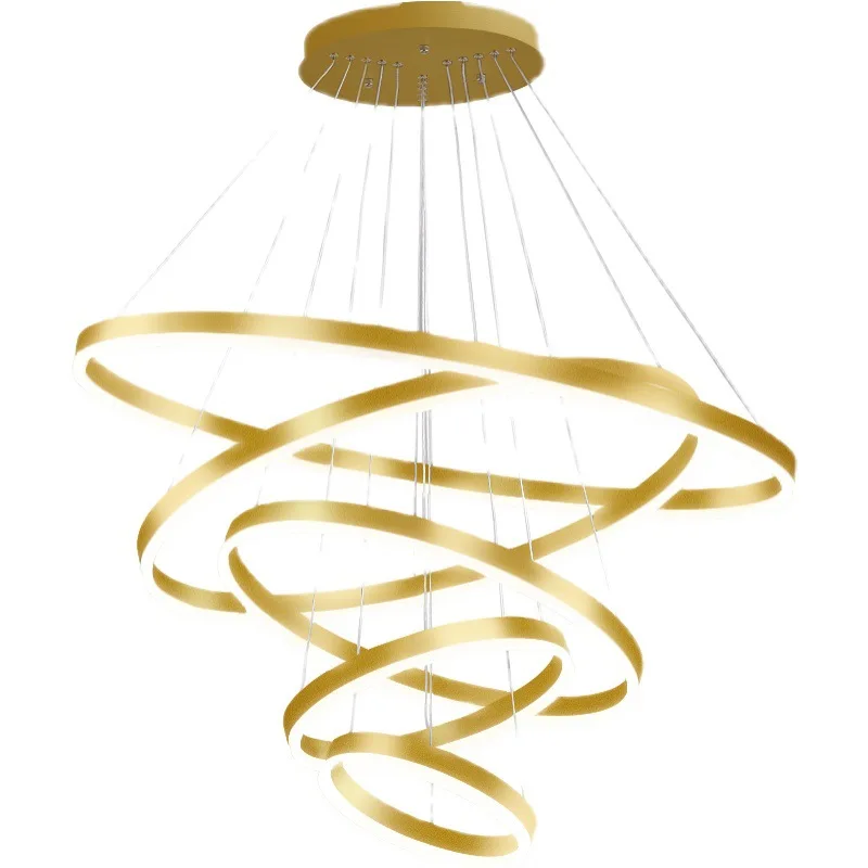 

All copper living room chandelier modern light luxury atmosphere simple bedroom light Nordic ring hall lobby restaurant lighting