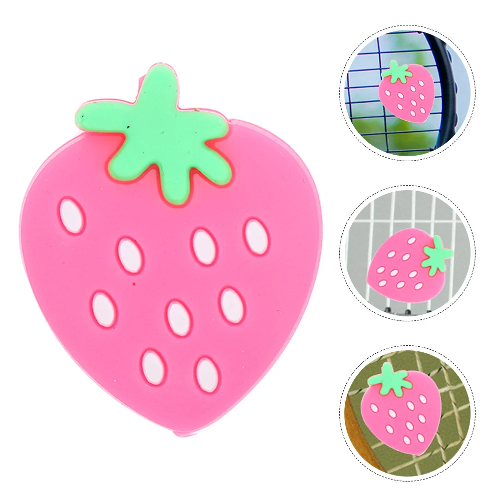 5 قطعة مُخفف التنس سيليكون الفراولة شكل ممتص الصدمات سهلة التركيب الاهتزاز المرطب مضرب تنس ملحق #4