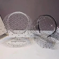 Women Sexy Mysterious Hollow Out Veil Headbands Decorative Mesh Face Cover Hair Hoops for Party Stage Headgear