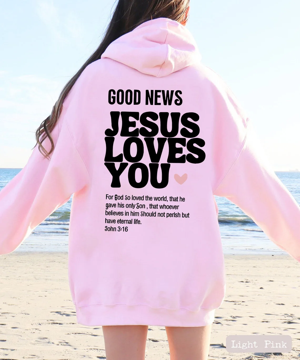 GOOD NEWS JESUS LOVES YOU 2024 women's hoodie with letter print, women's casual sports hooded fashion fleece hoodie