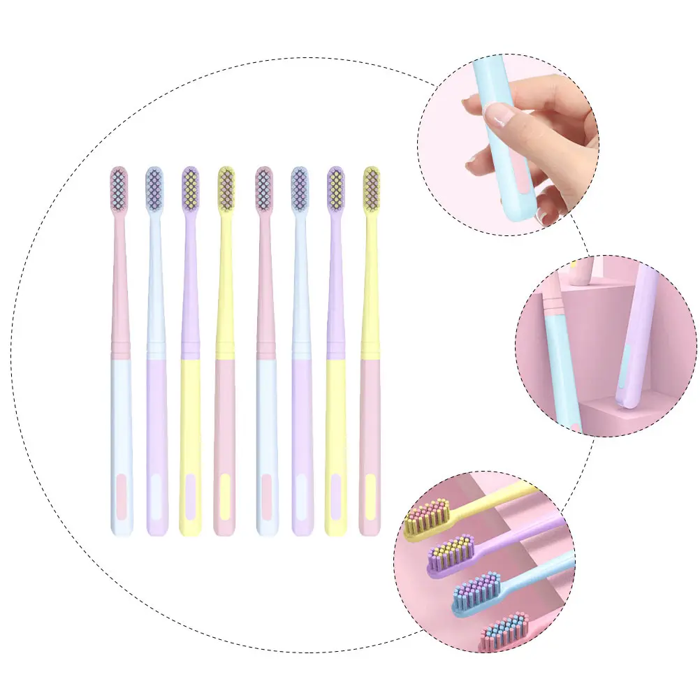 

8Pcs Ice Cream Toothbrush Flexible Soft Bristles Sensitive Gum Care Portable Toothbrush for Adults Travel Home Use