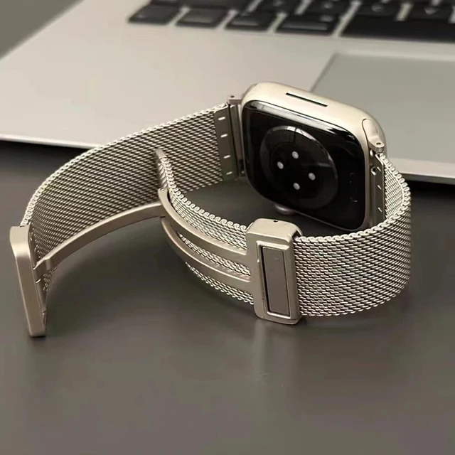 Pętlowy pasek z siatki do Apple Watch Ultra 2 1 Band 49mm 45mm 44mm 42mm 41mm 40mm 38mm Bransoleta ze stali nierdzewnej iWatch SE 9 8 7 6 5 4