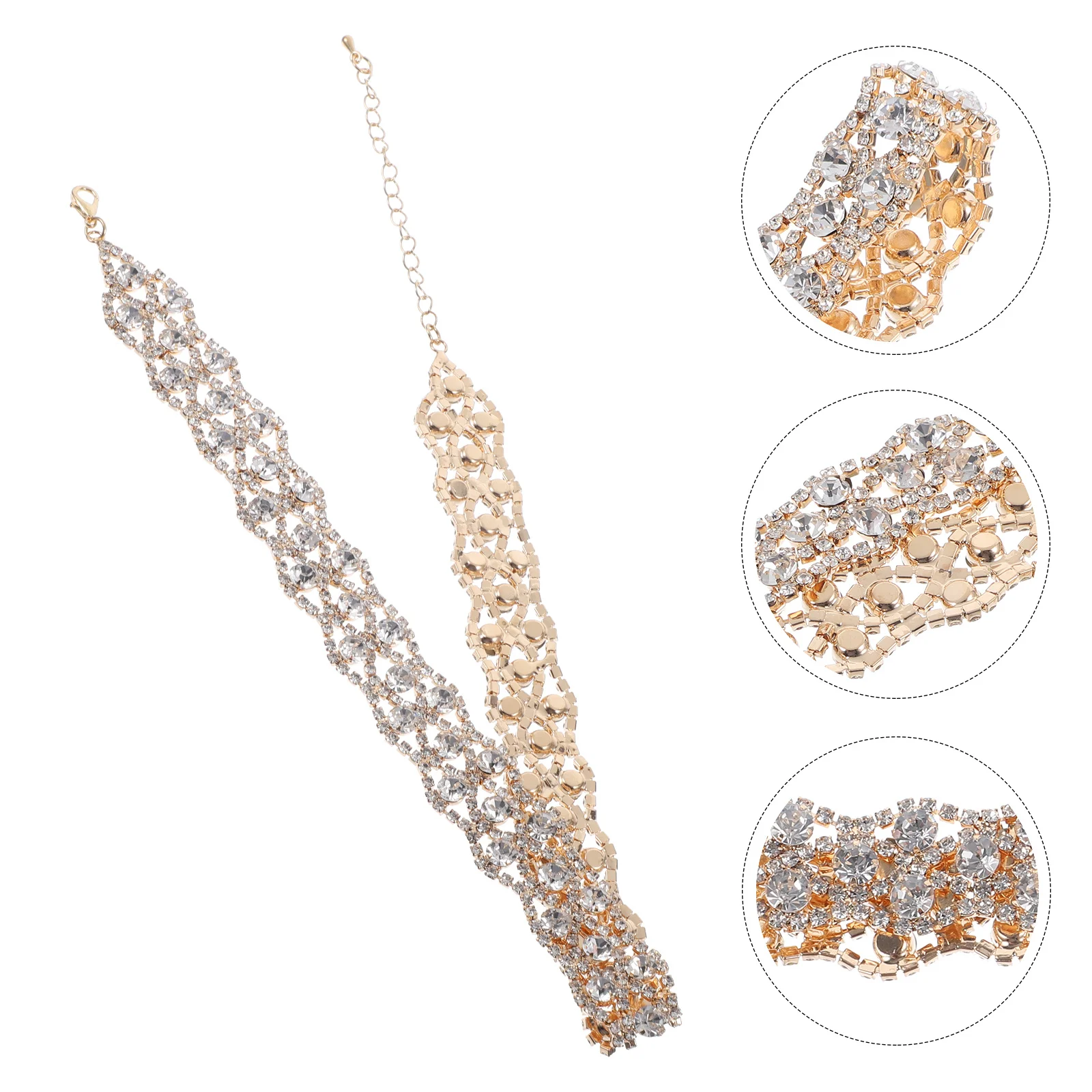 

Rhinestone Necklace Chain Adjustable Durable Collar Necklace for Special Occasion Party Wedding Birthday Gift Neck Decor