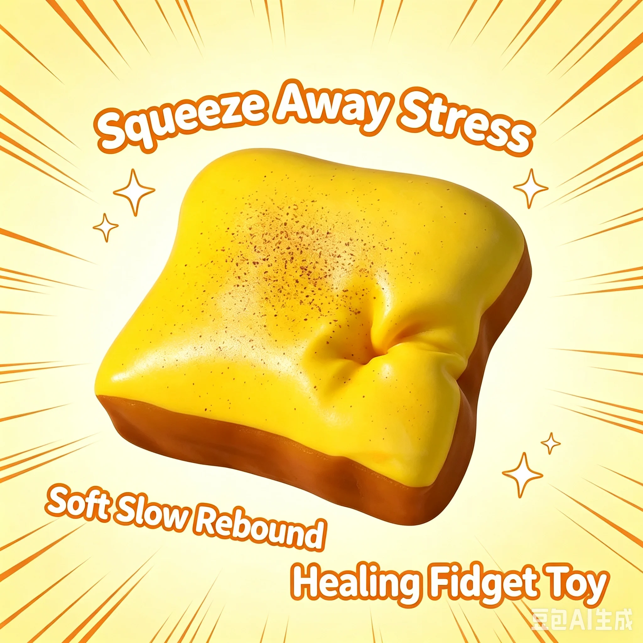 Yellow Imitation Bread Slow Rebound Squishy Soft Foam Material Kneading Toy Realistic Food Style Anxiety Relief Desktop