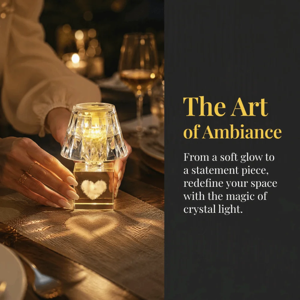 LED Modern Crystal Table Lamp Acrylic Romantic Crystal Diamond Desk Lamp Love Transparent Bedside Night Light Home