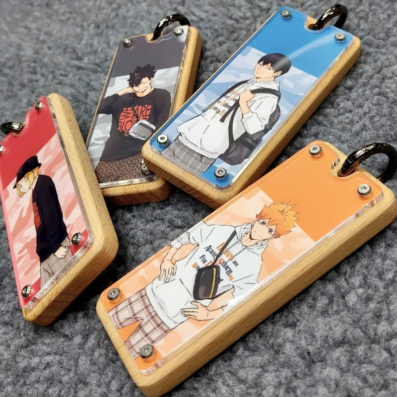 Nouveau Haikyuu!! Porte-clés magnétique en bois massif pour sac, Hinata Shoyo Tobio Kageyama, sacs Anime, pendentifs, collection d'ornements, cadeaux suspendus