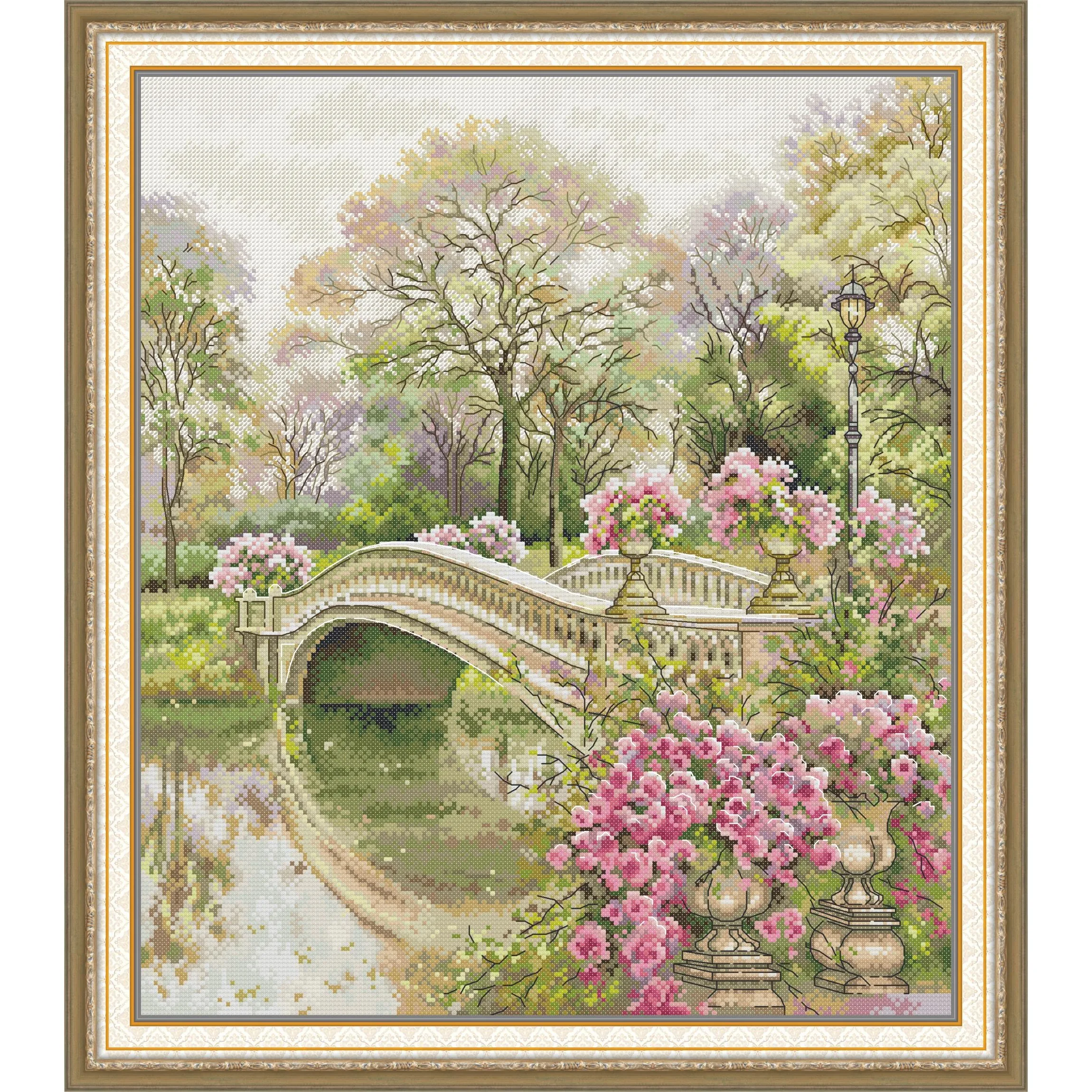 

Новости Soulgift Набор для вышивки крестом с предварительной печатью, штампованная ткань Aida с нитками DMC, легко следовать - Цветочный мост