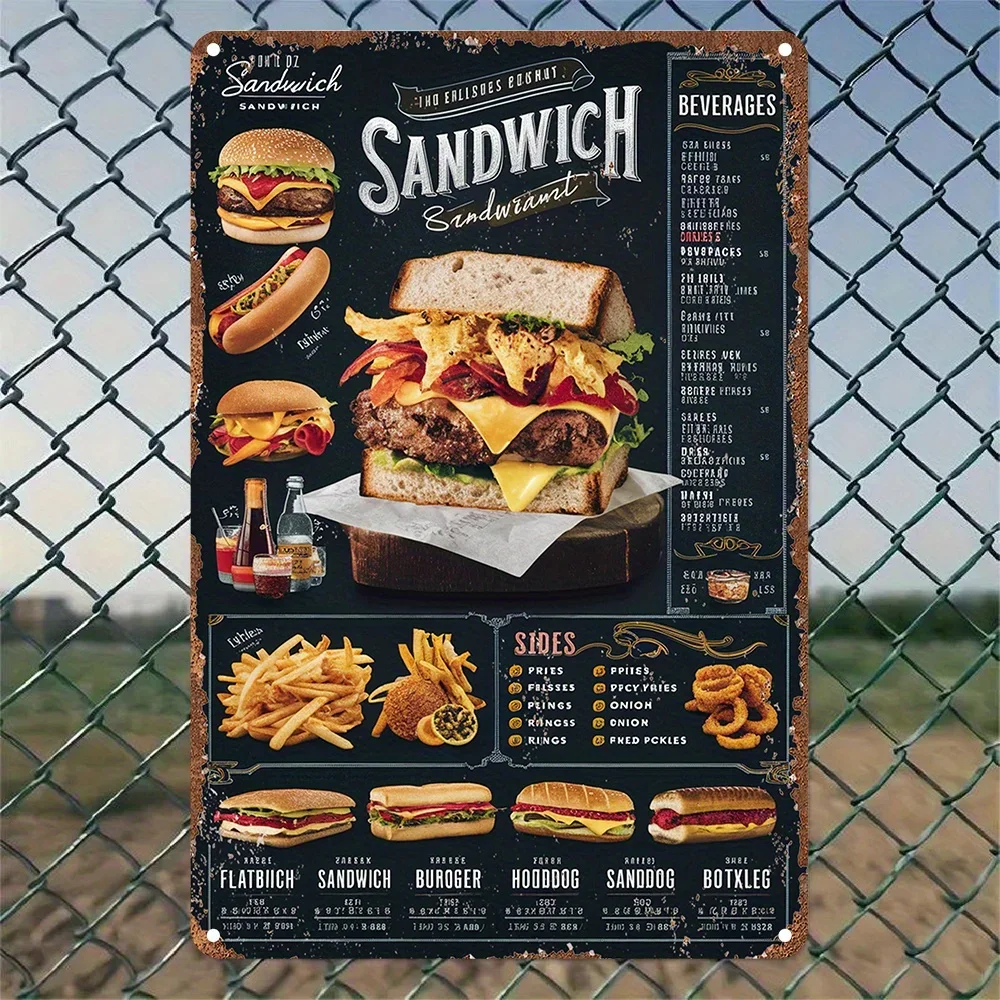 Vintage Metal Aluminum Sign, Sandwich Sendorant Retro Wall Art Decor, Weather-Resistant Tinplate Plaque, for Garden, Bedroom