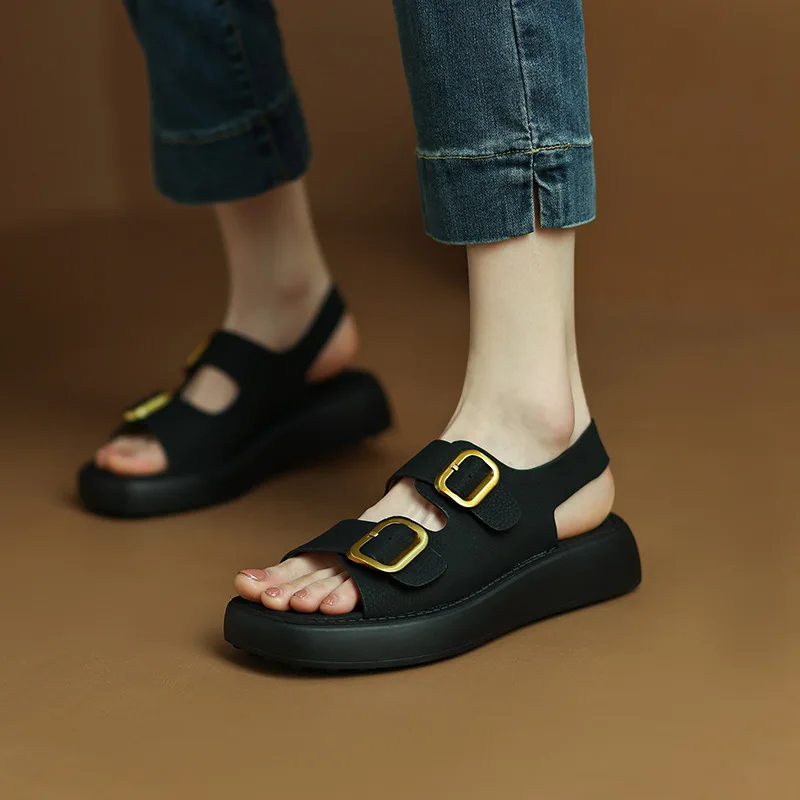 

Women Summer Soft Slip Sandals Woman Buckle Strap Foam Sole Durable Sandals Ladies Outdoor Casual Beach Shoes 2023 New