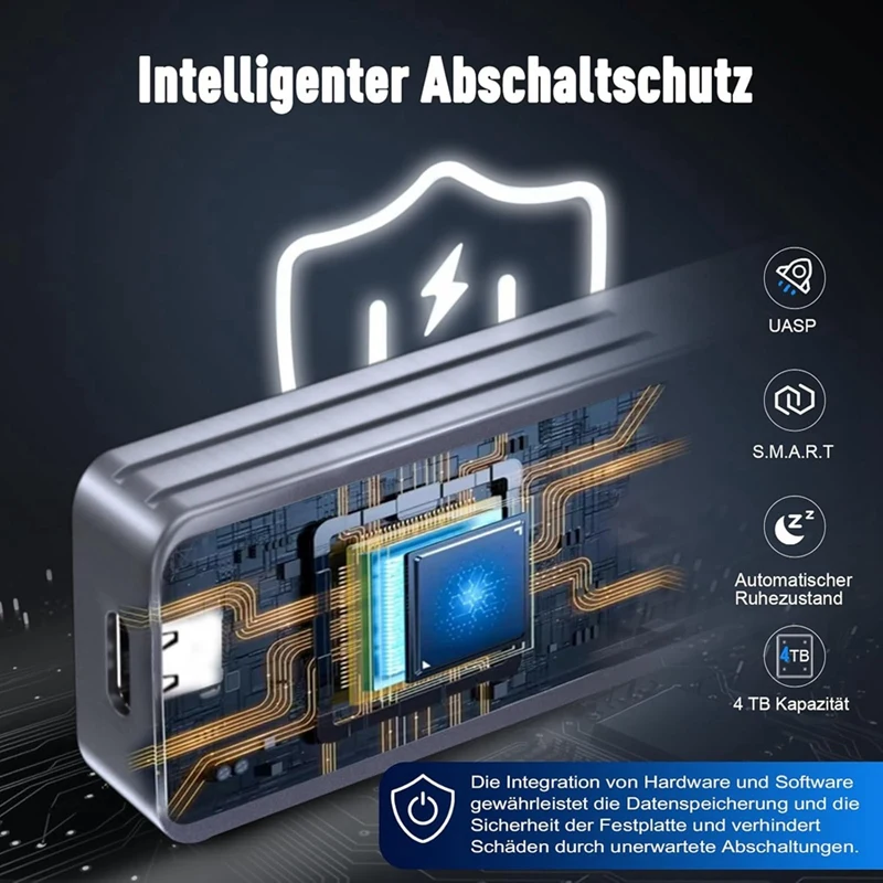 M.2 NVMe SSD Enclosure, USB 3.1 10 Gbps M2 SSD Enclosure, Aluminium M2 SSD Adapter with Cooling Pad-ELEC