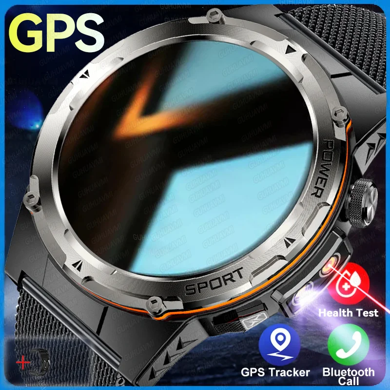 GUHUAVMI 2024 neue Militär-Smartwatch, IP68, wasserdicht, Outdoor-Sport, Fitness-Tracker, Gesundheitsmonitor, BT-Anruf, 365 nm, UV + Infrarot 10