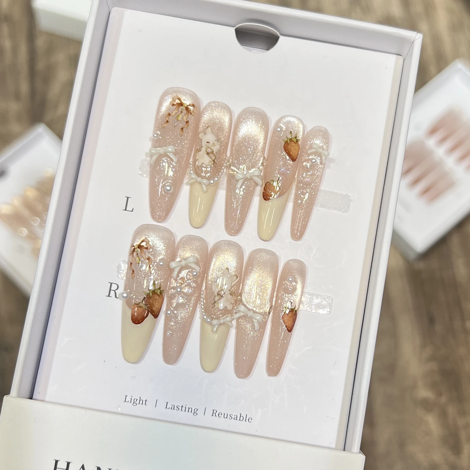 اضغط على الأظافر 10 قطعة مانيكير فرنسي خيالي أرجواني مع قزحي الألوان احباط بريق عين القط لتقوم بها بنفسك الأظافر وهمية للنساء حفل زفاف