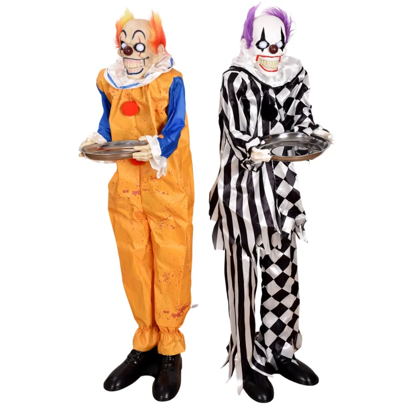 

Halloween clown decoration electric end plate luminous sound standing clown haunted room party ornament