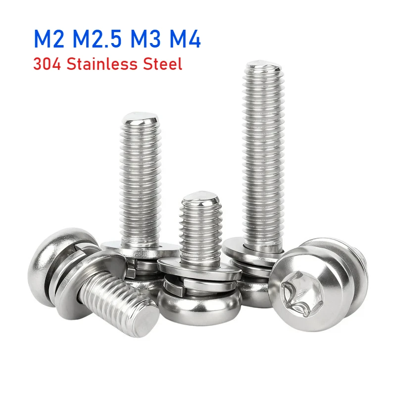 parafuso-torx-de-seis-lobulos-redondo-peijian-m2-m25-m3-m4-em-aco-inoxidavel-sus304-com-arruela-de-pressao-plana-conjunto-de-tres-pecas