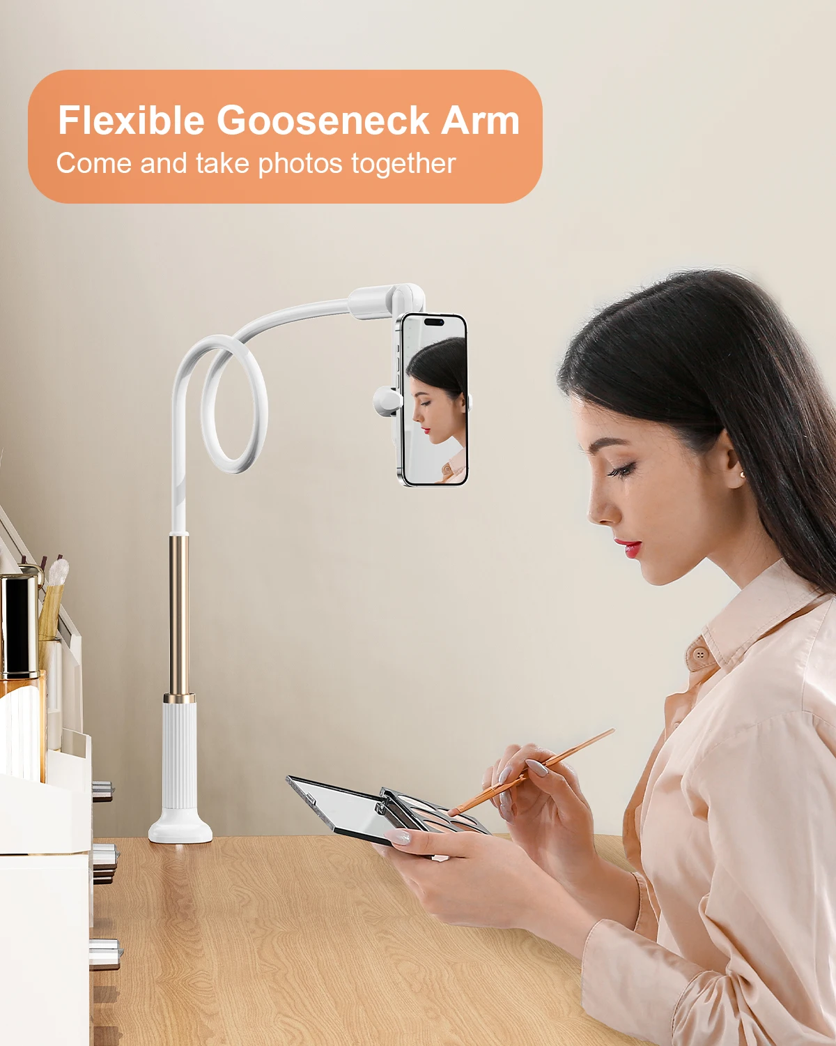 

Oatsbasf Gooseneck Phone Holder For Lying Down Bed Cell Phone Mount Flexible Long Arm Phone Stand Overhead Lazy Bracket For Desk