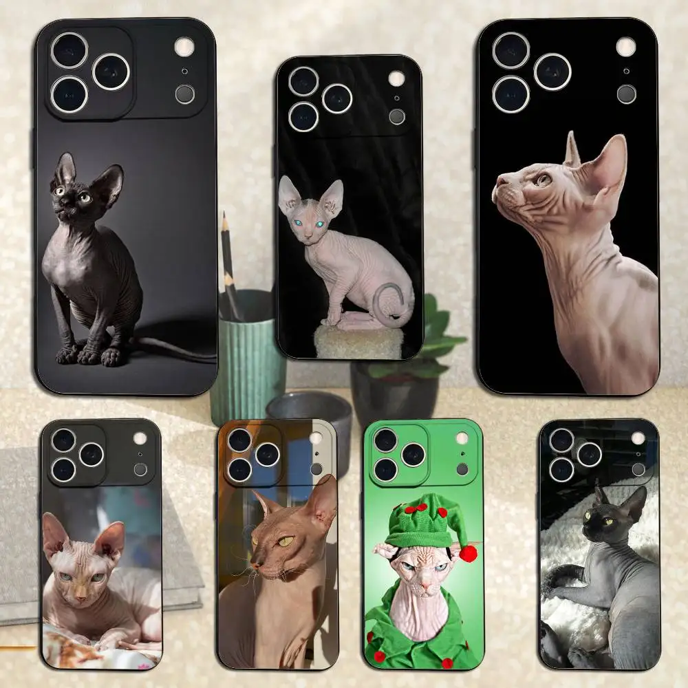 

Pet Sphynx Sphinx Cat Case For iPhone 11,12,15,14,13,16,17,Plus,Pro Max,XS,X,XR,SE,Mini,8,7,Soft Silicone Black