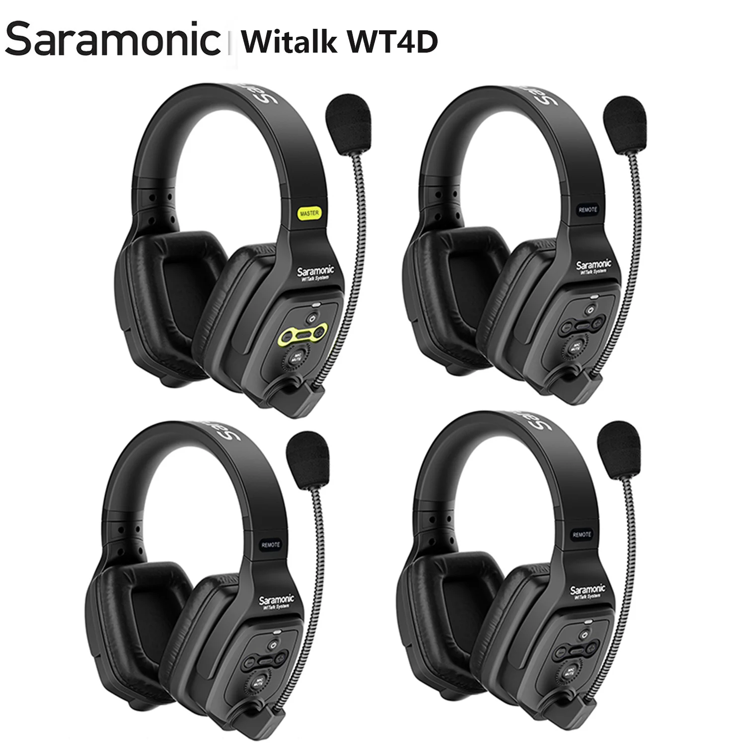 Saramonic Witalk WT4D Full Duplex Wireless Intercom Headset System Team Communication Headsets Microphone for Film Stage Sports