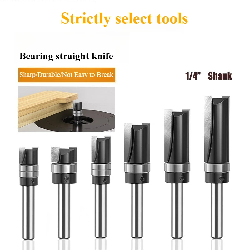 Bearing Straight Tungsten Steel Router Bit Imitation Trimming Cutter Wood Slotting Linear Cutting For Wood Trimming MachinTools