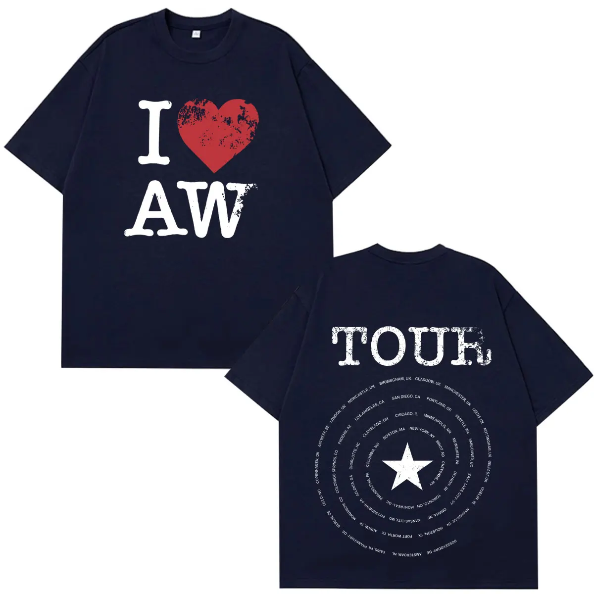 Alex Warren Tour 2026 Merch T-shirts Heren Dames Mode T-shirt Zomer Korte mouwen Losse Casual Hip-hop T-shirts Streetwear