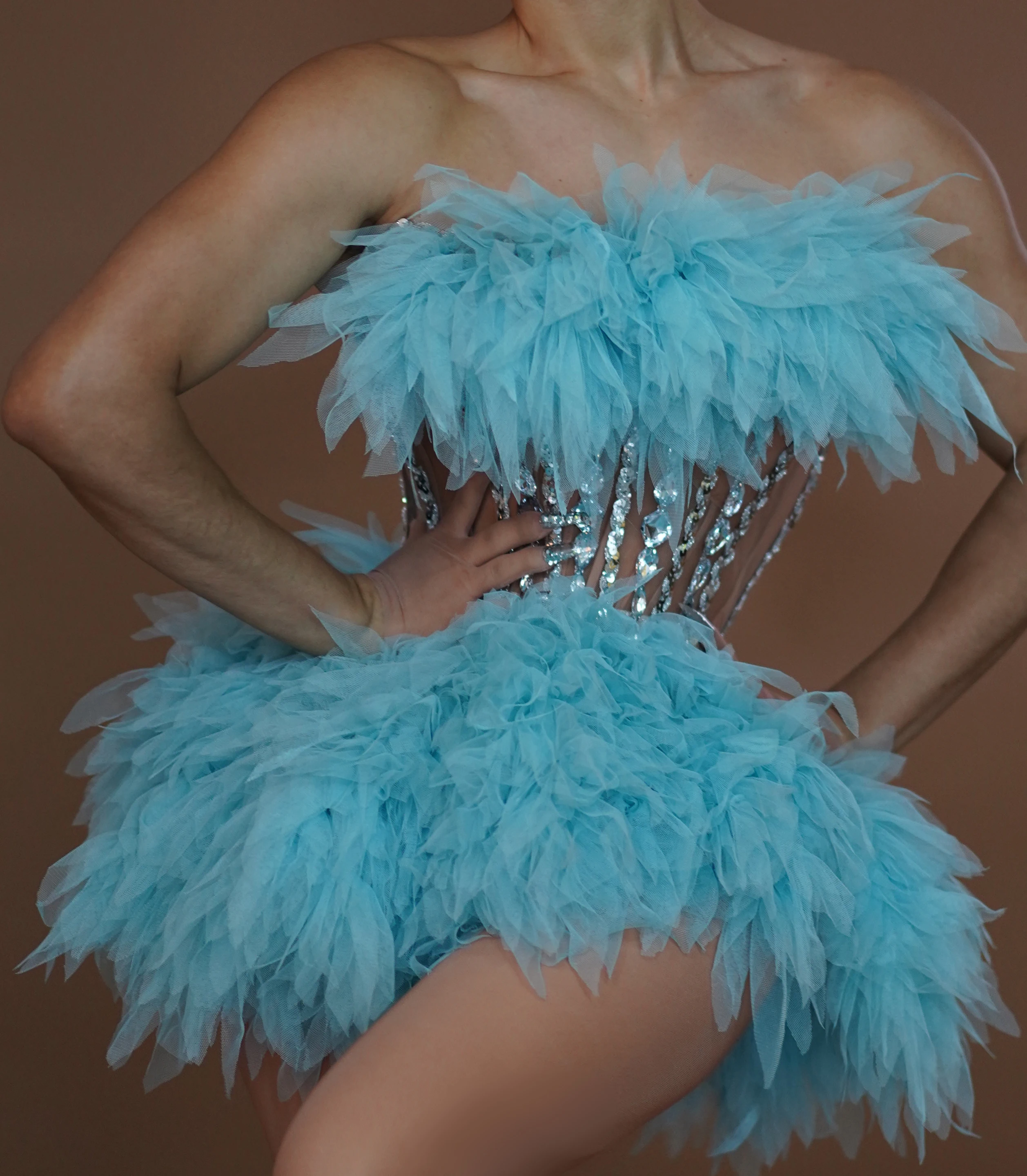 Pink Purple Explosion Net Mini Skirt Diamond Puff Party Rock Drag Queen Club Party Birthday Special Ocassion Sexy Costume Rave