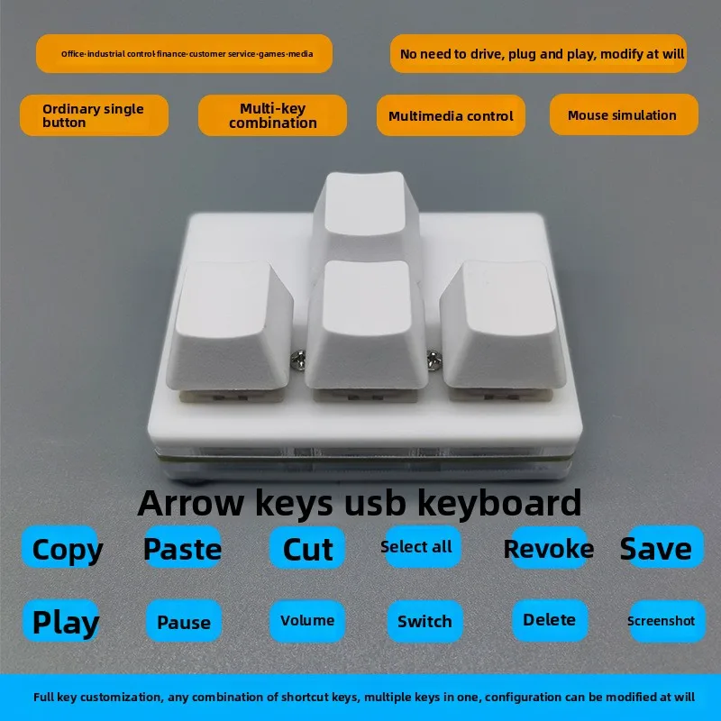 4-Key USB Directional Mechanical Keyboard RGB Silent Custom Shortcut Keypad for Office