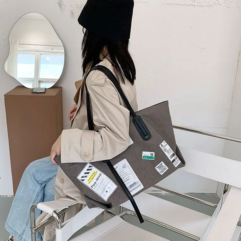 Canvas Bag Women Large Capacity Autumn New Youth Handbags Fashionable Versatile Shoulder Bag Student Commuting Niche Tote Bags