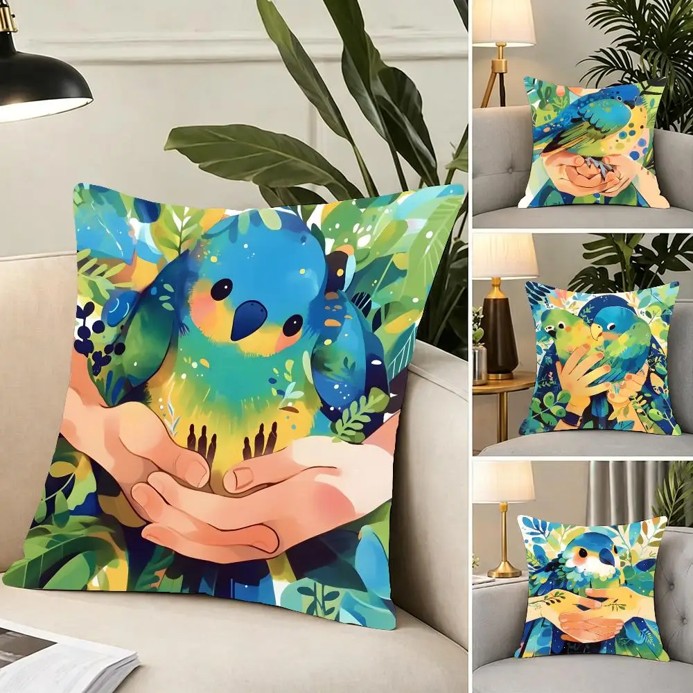 Enchanted Organic F-Forest And Symbiosis Art Cushion Cover Portable floor cushion for travel Yoga Minimalist text 2way tricot