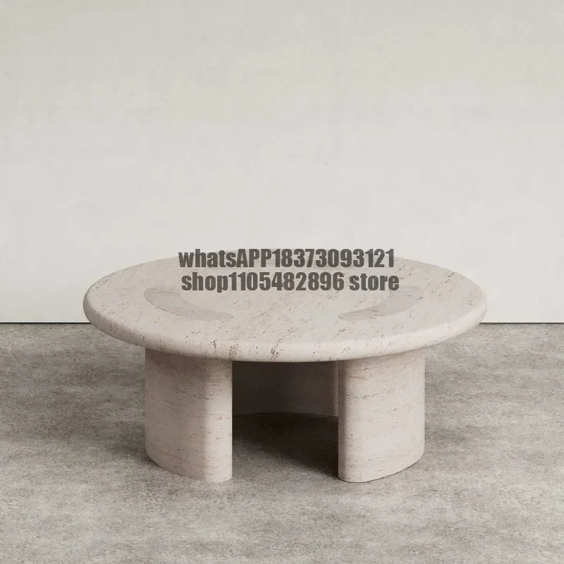 Nordic natural marble round coffee table modern simple living room home coffee table