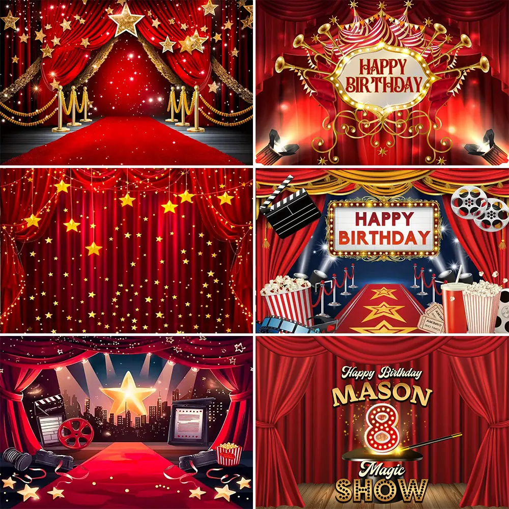 

Movie Night Star Red Carpet Theme Background Decoration Banner Cinema Hollywood-Film Event Adult Birthday Party Photo Shoot Prop