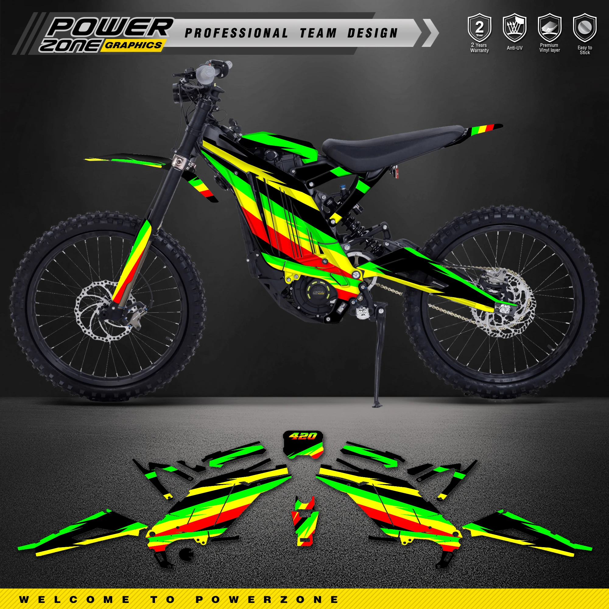 PowerZone For Surron Sur-ron Light Bee X All Years Motocross Graphics Background Sticker Customize Dirt Bike 2021 2022 2023 2024