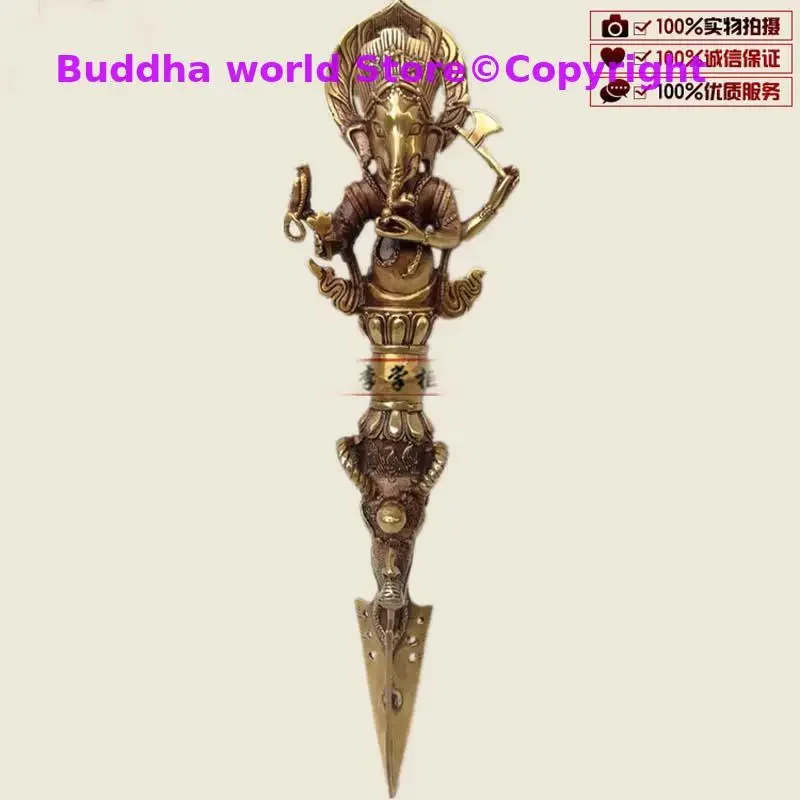 large Asia Thailand copper god of fortune elephant GANESH phurba Vajrakila Vajra Exorcism Magic subduing staff Decorative