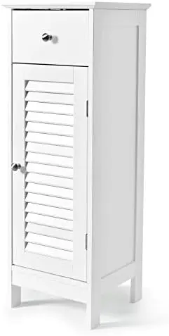 

Bathroom Floor Cabinet, Wooden Side Cabinet with Single Shutter Door and Inner Adjustable , Equipped with Anti-toppling Fitting