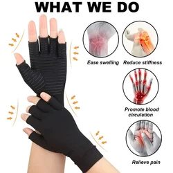 Arthritis Gloves for Men and Women, Hand Support, Wrist Brace for Swelling, Fingerless Gloves, Carpal Tunnel Pain, 1Pair