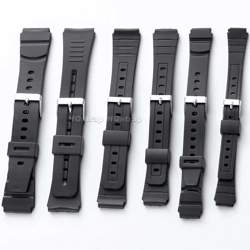 Silicone Watch Strap 12mm 14mm 16mm 18mm 20mm 22mm for Casio F91W F84 F105/108 W800H A158/168 AE1200/1300 SGW400 Universal Band