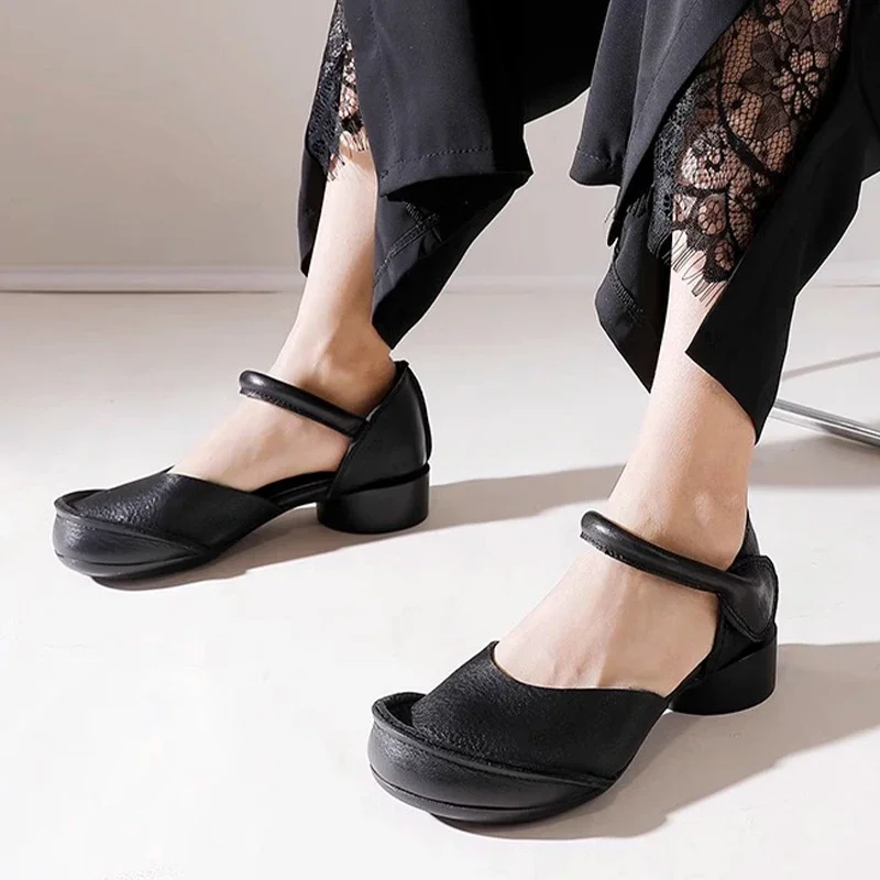 صنادل بكعب المرأة مصمم أحذية رياضية غير رسمية الصيف النساء 2025 فساتين راقية الشرائح المشي جديد ريترو Zapatos De Mujer #2