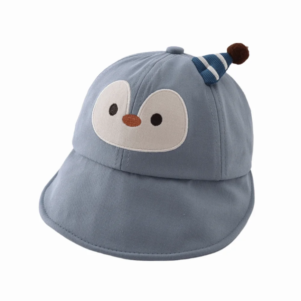 

Penguin Pattern Baby Baseball Cap Large Brim Adjustable Sun Visor Hat Lightweight Solid Color Cartoon Baby Hat Summer Season