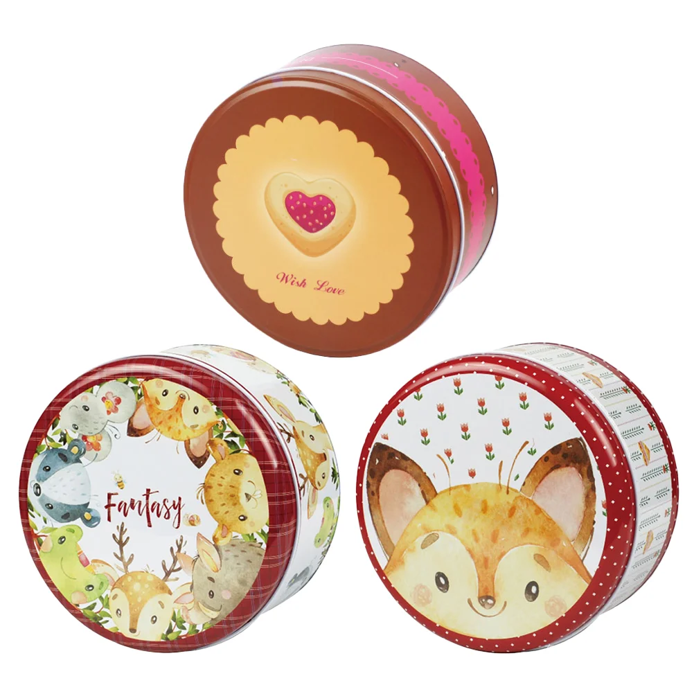 3Pcs 52 Inch Tinplate Nuts Candy Boxes Biscuits Cookie Gift Jars (Random Type) Tin Gift Box Party Favor Box