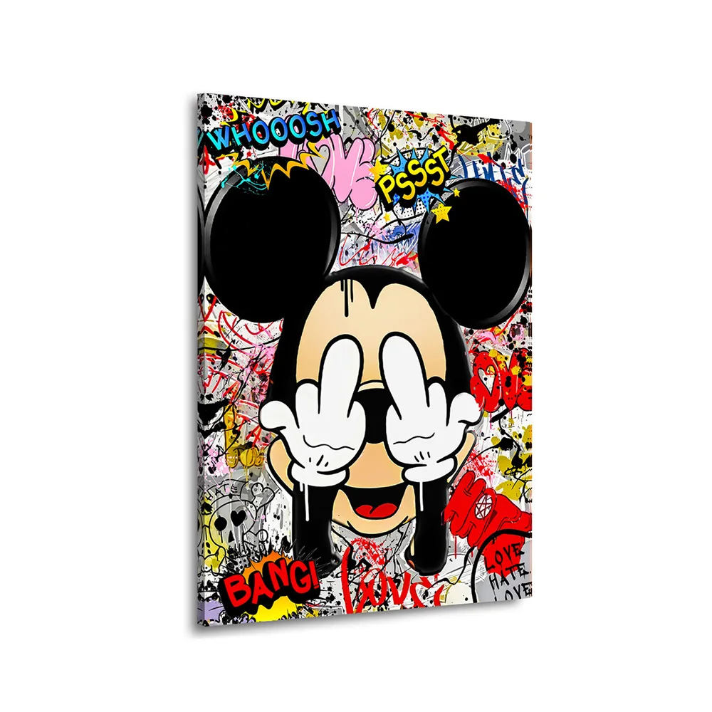 

Mickey Cover Eyes Graffiti Art Posters and Prints Fashion Street Art Paintings on the Wall Canvas Art Pictures Home Decor