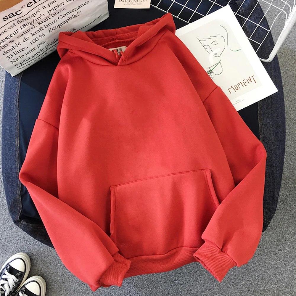 Women Pink Women\'s Hoodies Warm Ladies Long Sleeve Casual Hooded Pullover Clothes Sweatshirt Oversized Sweatshirts